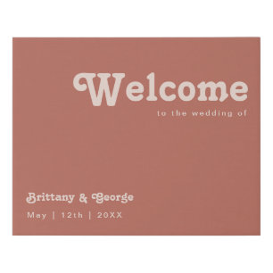 Simple Retro Vibes Old Rose Welcome Faux Canvas Print