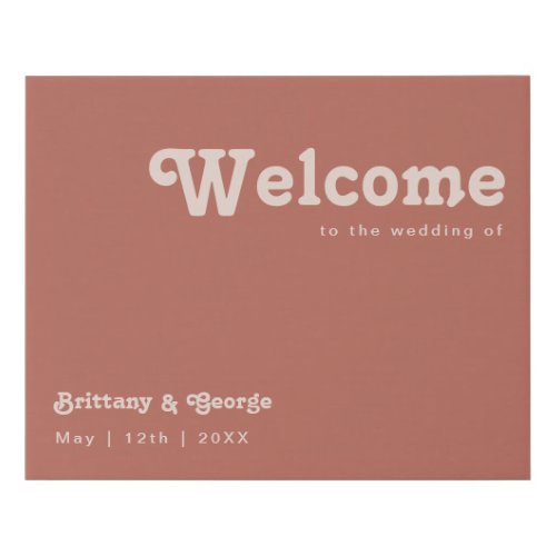 Simple Retro Vibes  Old Rose Welcome Faux Canvas Print