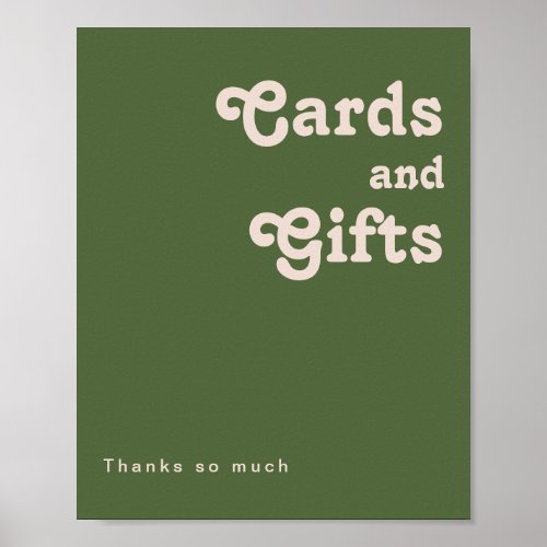 Simple Retro Vibes  Olive Green Cards and Gifts Poster