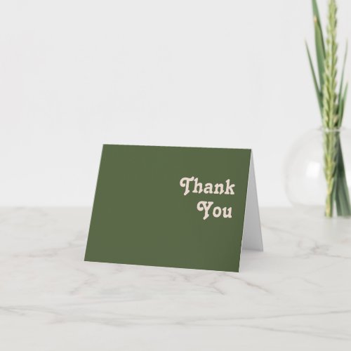 Simple Retro Vibes  Olive Green Folded Thank You Card