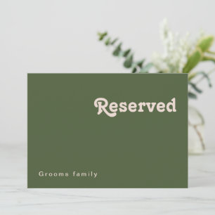 Simple Retro Vibes   Olive Green Reserved Sign