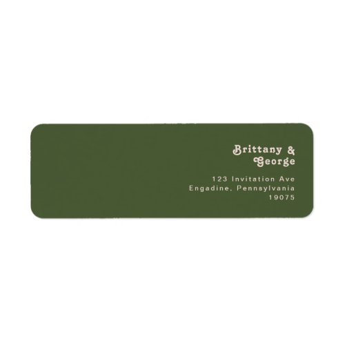 Simple Retro Vibes  Olive Green Return Address Label