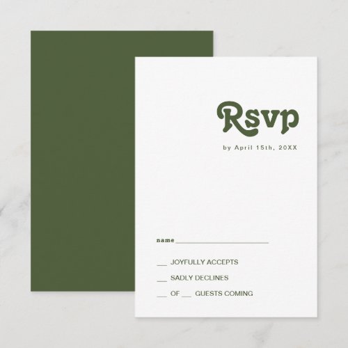 Simple Retro Vibes | Olive Green RSVP Card
