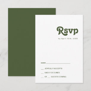 Simple Retro Vibes   Olive Green RSVP Card