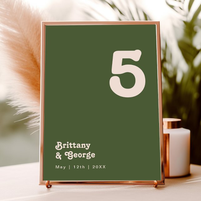 Simple Retro Vibes | Olive Green Table Number (Creator Uploaded)