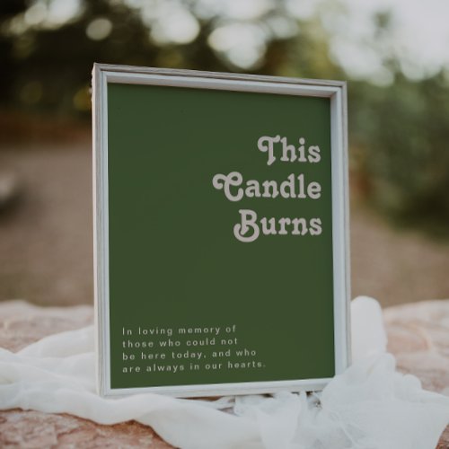 Simple Retro Vibes  Olive Green This Candle Burns Poster