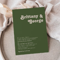 Simple Retro Vibes Olive Green Traditional Wedding