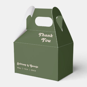 Simple Retro Vibes Olive Green Wedding Favor Box