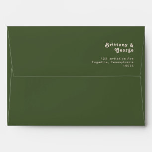 Simple Retro Vibes Olive Green Wedding Invitation Envelope