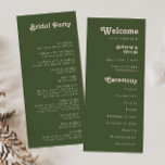 Simple Retro Vibes | Olive Green Wedding Program<br><div class="desc">This simple retro vibes | olive green wedding program is perfect for your classic funky vintage earth tones wedding. The design features a minimalist hippie rustic boho font. The neutral southwest desert color palette and earthy bohemian mid-century lettering combine for a perfect, minimal modern western destination design. Feel free to...</div>