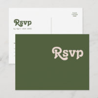 Simple Retro Vibes | Olive Green Wedding RSVP