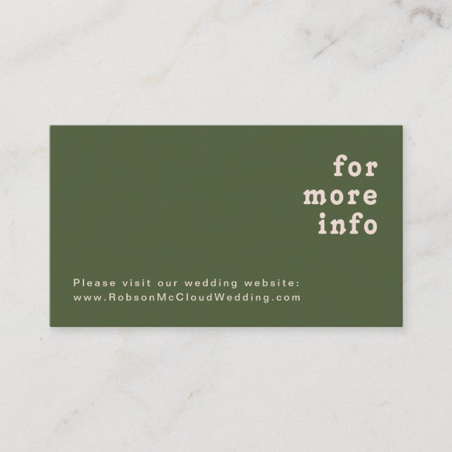 Simple Retro Vibes | Olive Green Wedding Website Enclosure Card (Front)
