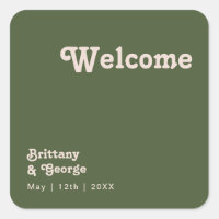 Simple Retro Vibes | Olive Green Wedding Welcome