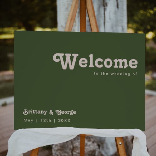 Simple Retro Vibes Olive Green Welcome Foam Board