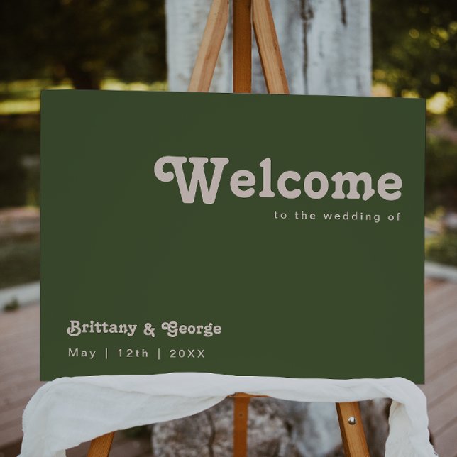 Simple Retro Vibes Olive Green Welcome Foam Board (Creator Uploaded)