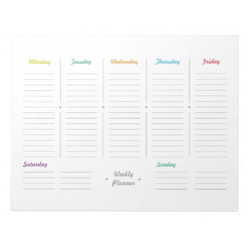 Simple Retro Weekly Planner Notepad