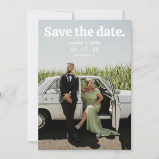 Simple RetroMinimalist Photo Wedding Save the Date Invitation