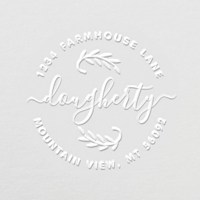 Simple Return Address Elegant Script Name Round Embosser (Design)