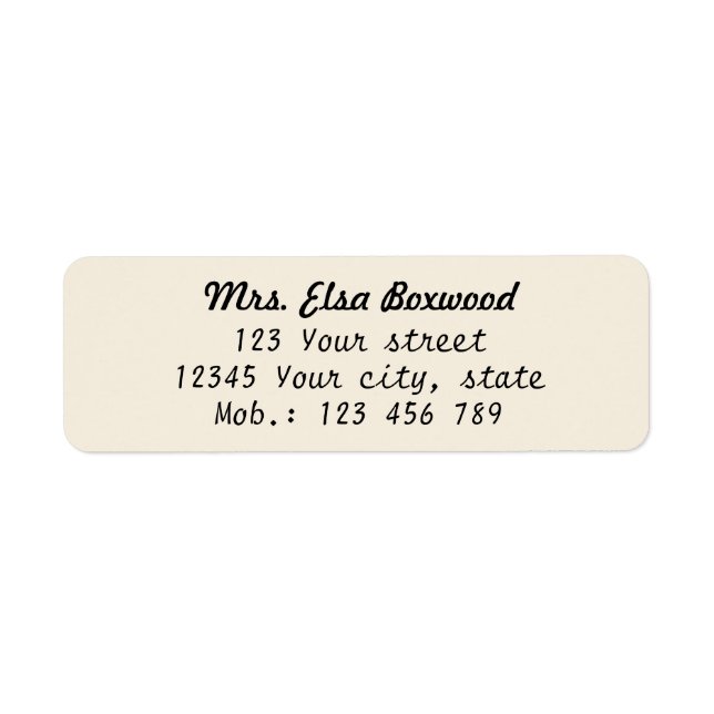 Simple Return Address Label (Front)