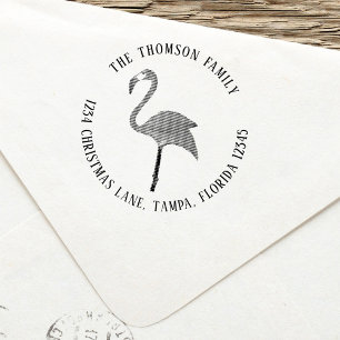 Simple Return Address Pink Flamingo Tropical Self-inking Stamp