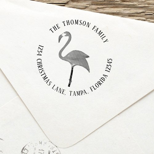 Simple Return Address Pink Flamingo Tropical  Self_inking Stamp