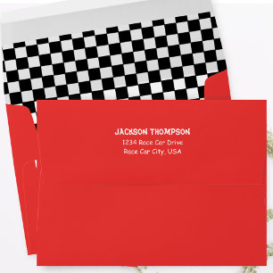 Simple Return Address Red Black White Checkered Envelope