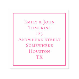 Simple Return Address Square Border Pink Self-inking Stamp