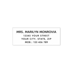 Simple Return Address with Cell Number Self-inking Stamp