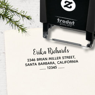 Simple Return Address with handwritten name white Self-inking Stamp