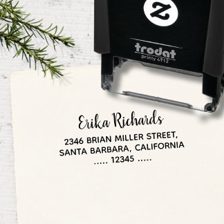 Simple Return Address with handwritten name white Self-inking Stamp