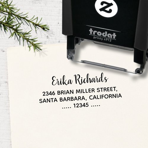 Simple Return Address with handwritten name white Self_inking Stamp