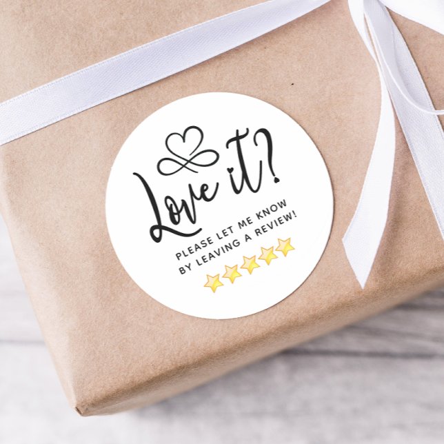 Simple Review Request Classic Round Sticker (Creator Uploaded)