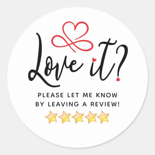 Simple Review Request Classic Round Sticker (Front)