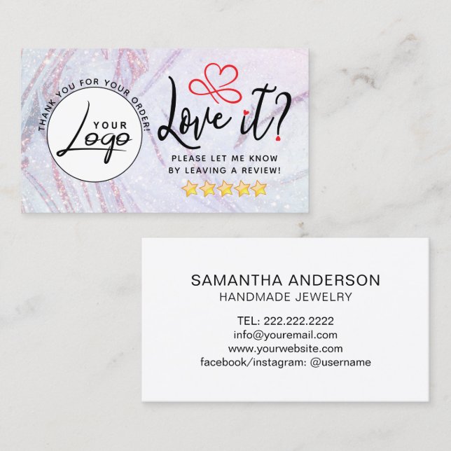 Simple Review Request Logo Business Card (Front/Back)