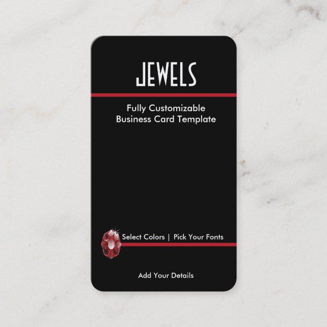 Simple Rhinestone Jewelry - Rhinestone Ruby Logo Business Card (Front)