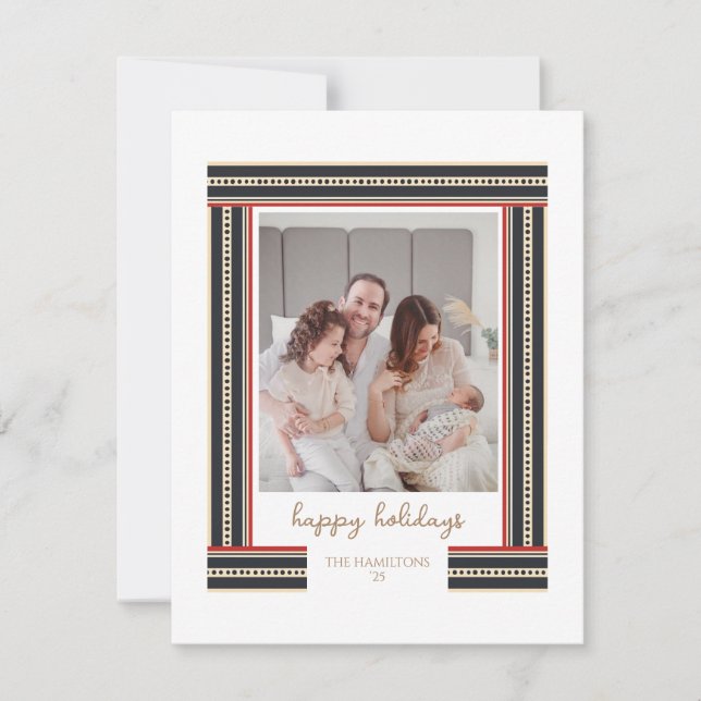 Simple Ribbon Border Happy Holidays Card (Front)