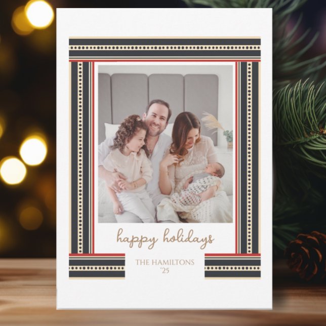 Simple Ribbon Border Happy Holidays Card (Creator Uploaded)
