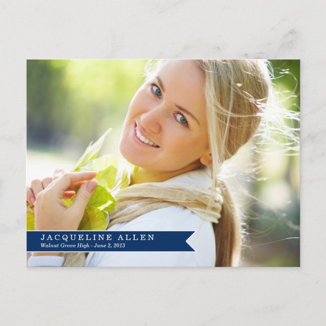 Simple Ribbon Graduation Postcard (Front)