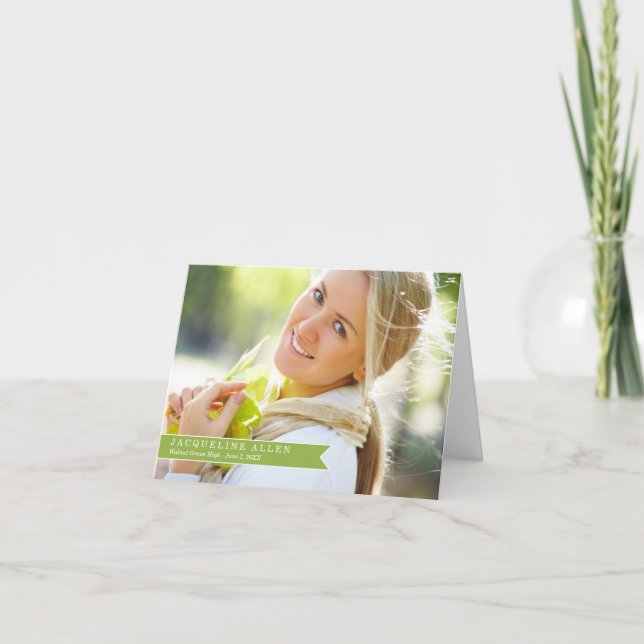 Simple Ribbon Graduation Thank You Card (Front)