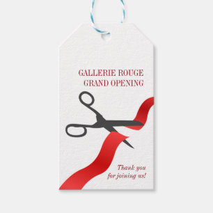 Simple Ribbon Red Back Cutting Grand Opening Gift Tags