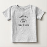 Simple Ring Bearer Personalized Cute Bridal Party Baby T-Shirt<br><div class="desc">Celebrate your ring bearer with this whimsical,  hand-drawn t shirt featuring customizable text. The modern black-and-white design highlights elegant rings,  perfect for making your bridal party feel special. This shirt is both functional and stylish,  making it an ideal gift for your little helper on the big day.</div>