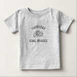 Simple Ring Bearer Personalized Cute Bridal Party Baby T-Shirt<br><div class="desc">Celebrate your ring bearer with this whimsical,  hand-drawn t shirt featuring customizable text. The modern black-and-white design highlights elegant rings,  perfect for making your bridal party feel special. This shirt is both functional and stylish,  making it an ideal gift for your little helper on the big day.</div>