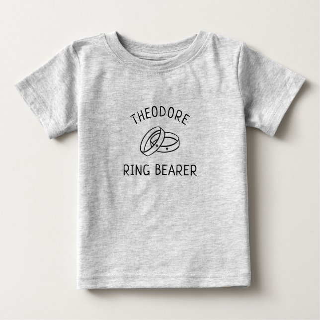 Simple Ring Bearer Personalized Cute Bridal Party Baby T-Shirt (Front)