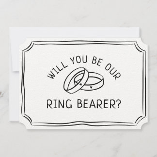 Simple Ring Bearer Proposal Modern.Black and White Card