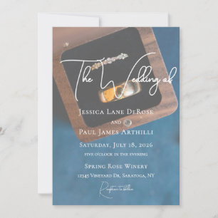 Simple Ring Box Blue Wedding Invitation