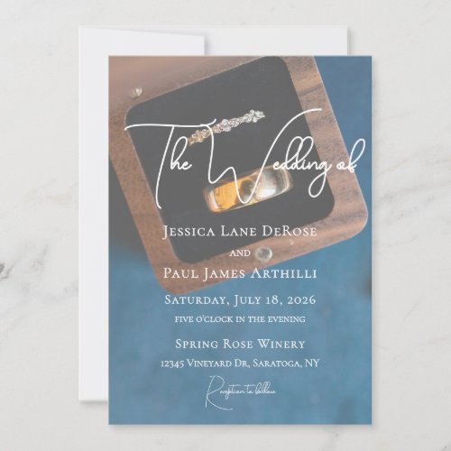 Simple Ring Box Blue Wedding Invitation