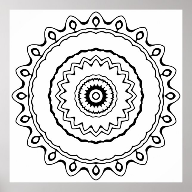 Simple Ring Mandala Coloring Page for Relaxation Poster (Front)