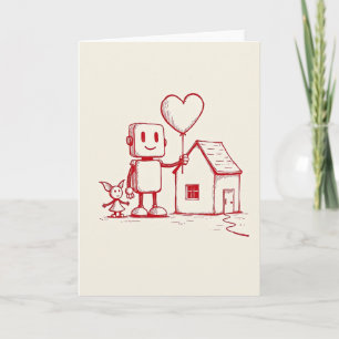 Simple Robot Home Love Card