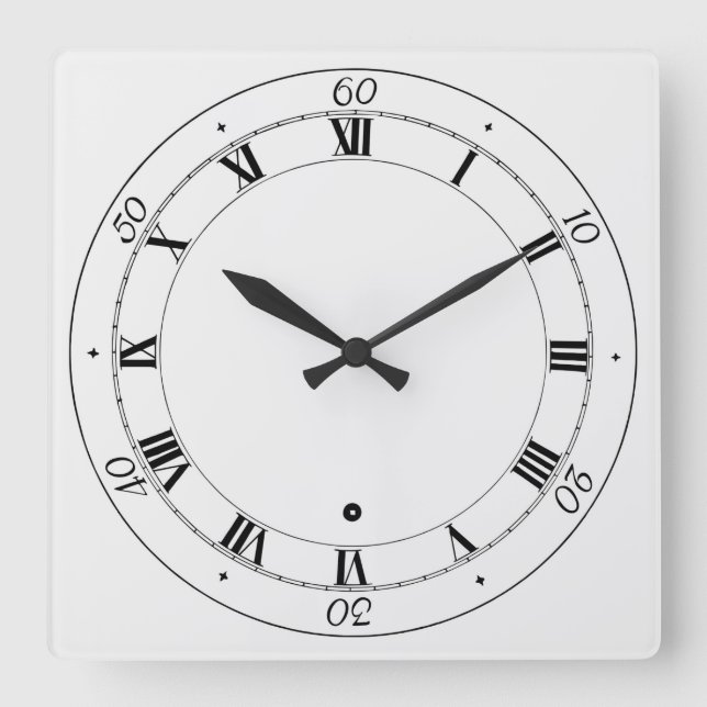 Simple Roman Numeral Square Wall Clock (Front)