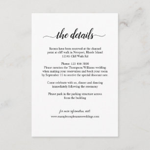 Simple Romance Calligraphy Wedding Details Card